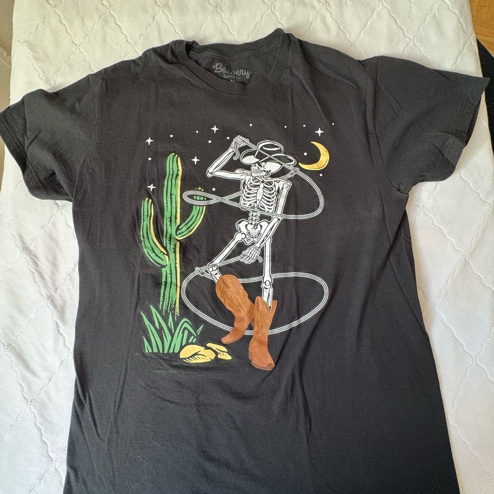 Brixton Black Cowboy Skeleton Tee